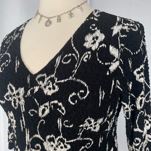 Y2K Top Size Large Black White Floral Casual Stretch Fairy Grunge Whimsigoth - Picture 5 of 13